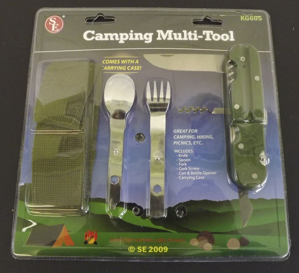 New Camping Hunting Multi Tool Kit Knife Spoon Fork Utensil Kit