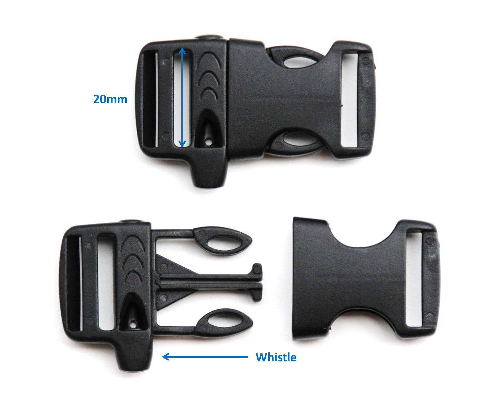 20mm Quick Side Release Buckle Survival Whistle Paracord Belt Strap (No Flint)