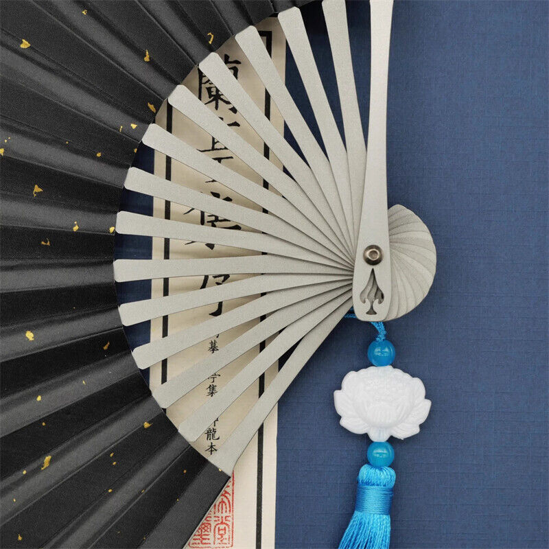 Titanium Alloy Folding Fan Martial Arts Portable Carving Kung Fu Tai Ji 6”