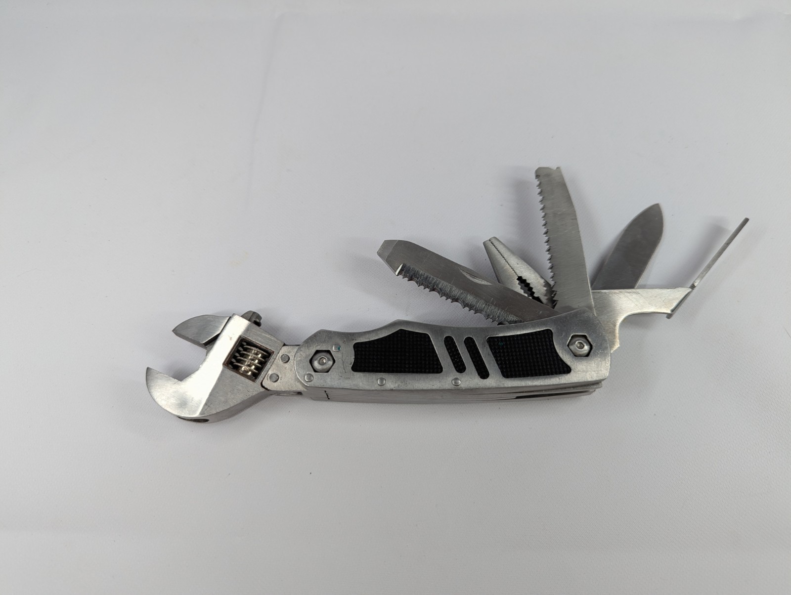 Husky Multi-Tool Adjustable Wrench Folding Knife Saw Pliers File EDC Stainless