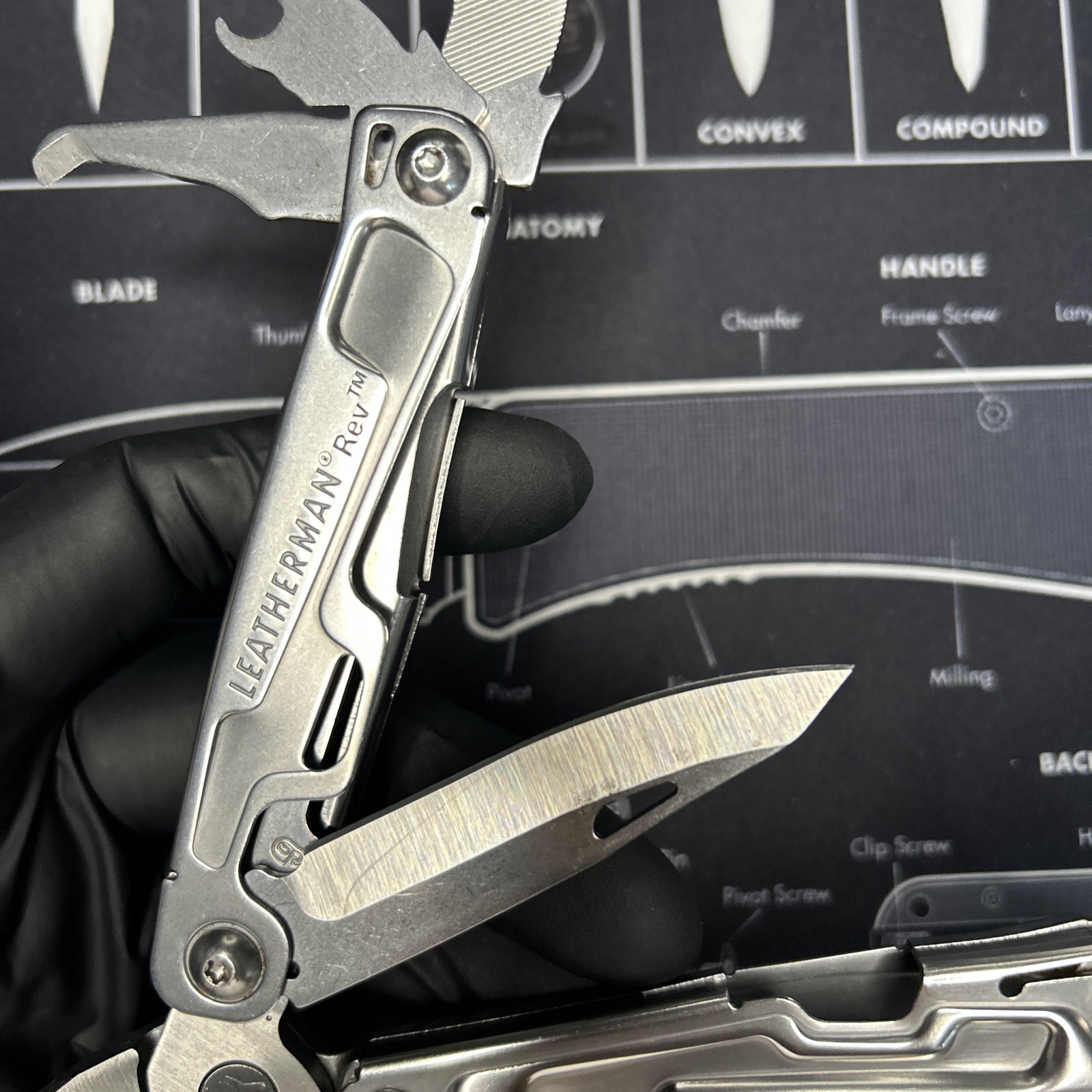 Leatherman Rev Folding Multi-Tool Knife Plier USED BOD 0120 Carry Clip VGUC