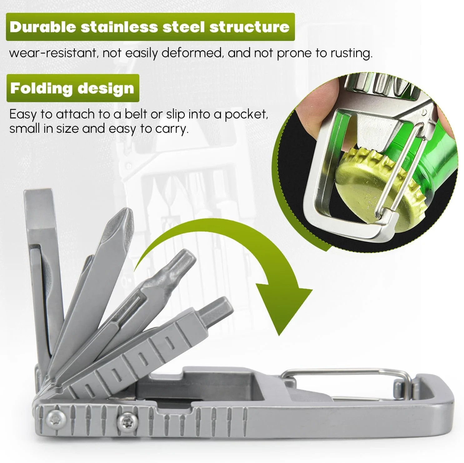 Generic 12 in 1 Keychain Multitool Screwdriver Bit Folding Multi Tool Bottle Ope