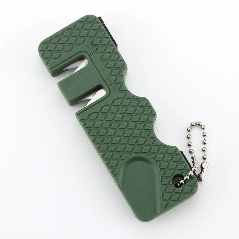 Ceramic Steel Dual Pocket Knife Sharpener KeyChain Survival Gear Hiking Camping