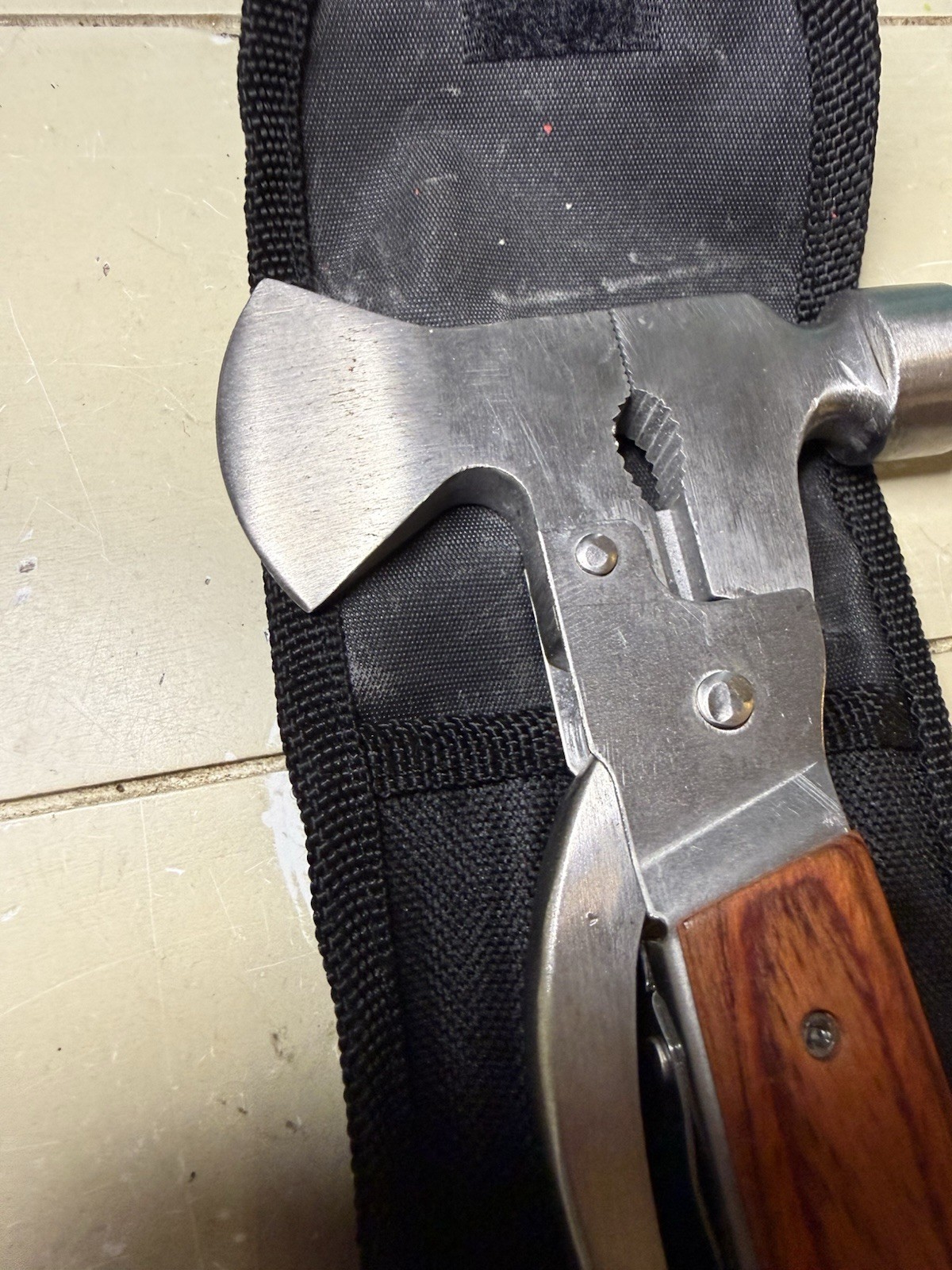 Camping Axe Hammer Folding Multi Tool Knife Saw w/Sheath