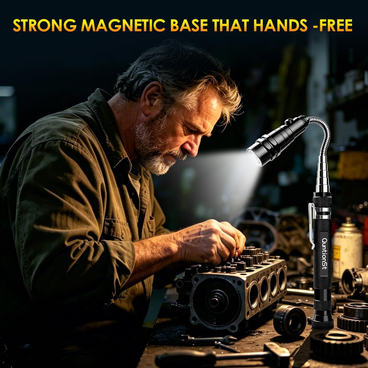 Fathers Day Dad Gifts for Men, Magnetic Pickup Tool with LED Flashlight -Telesco