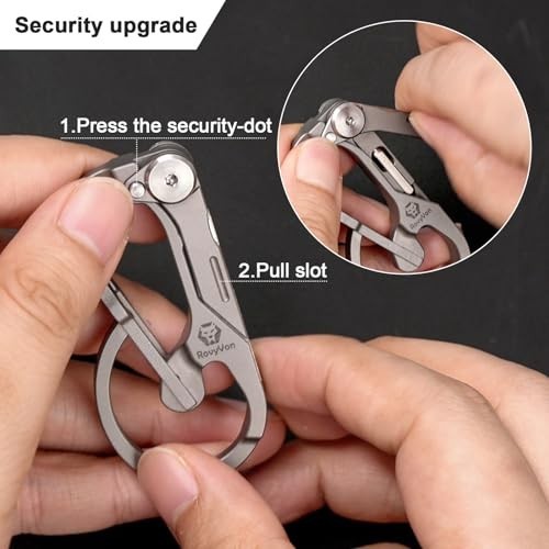 Compact Titanium Carabiner Keychain Multitool with Folding Knife & Screwdriver S