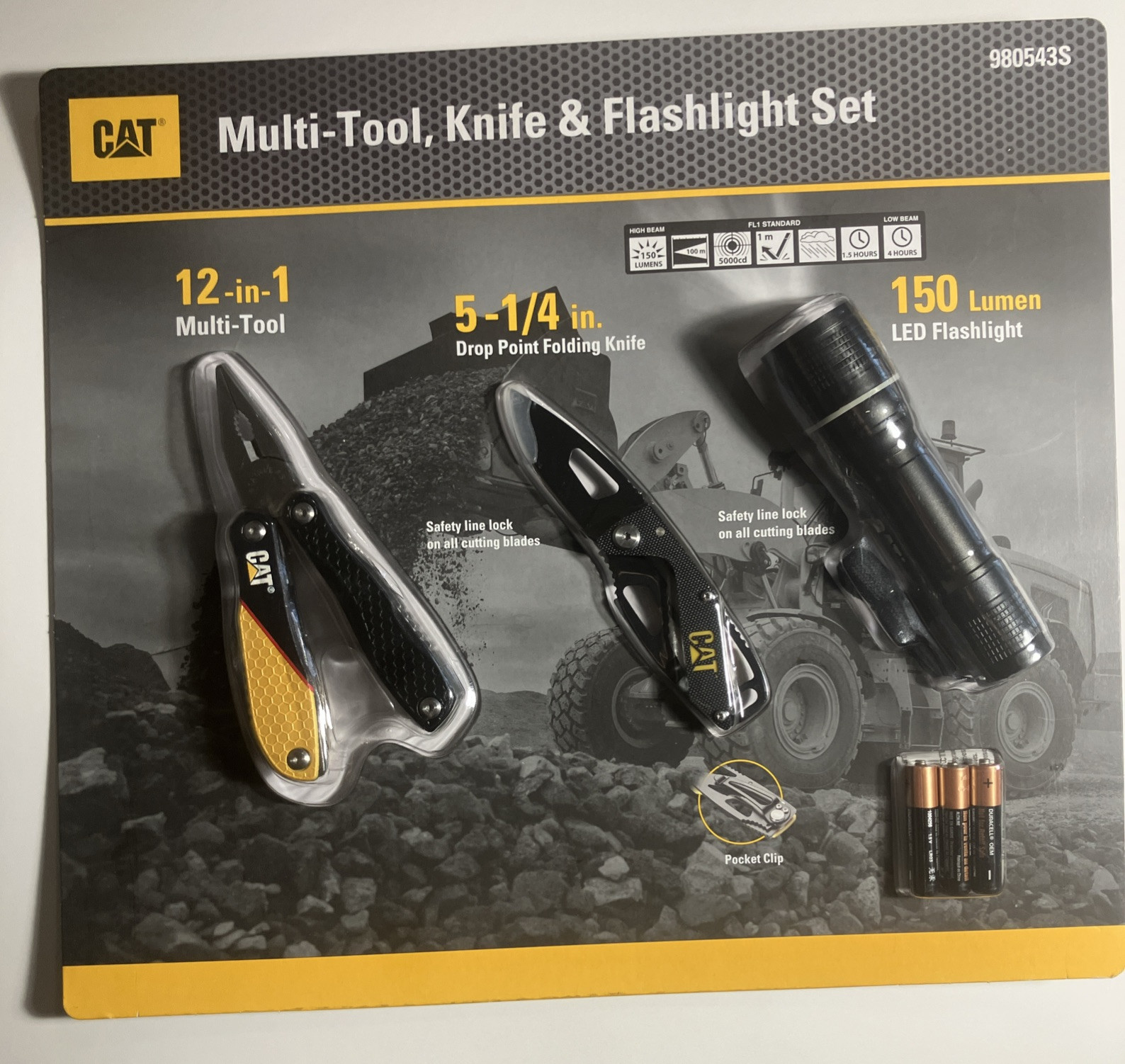 CAT, Multi-Tool, Knife & Flashlight Utility Compact Set | Camping Sports