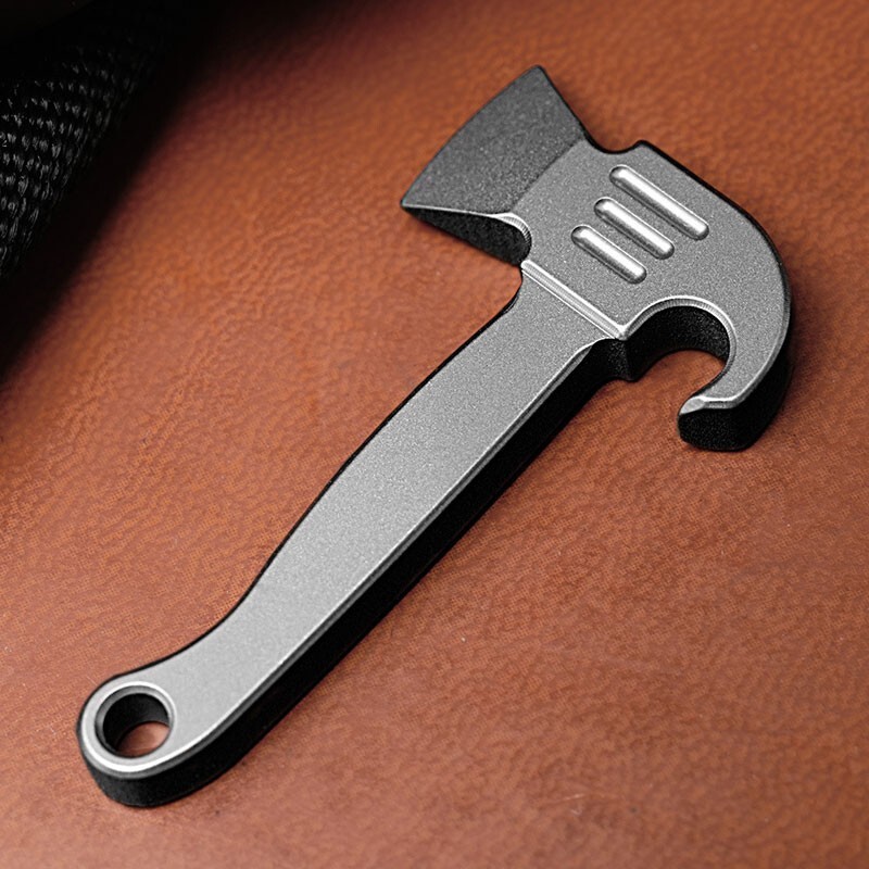 Mini Titanium Alloy Pendant Pry Bar Crowbar Bottle Opener Necklace EDC Keychain