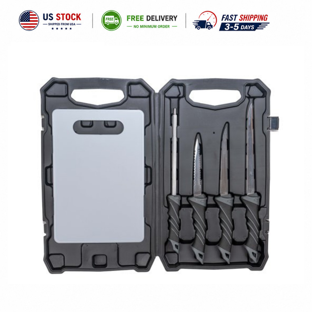 Ozark Trail 5-Piece Fish Fillet Knife Set with 6 in and 8 in Blades