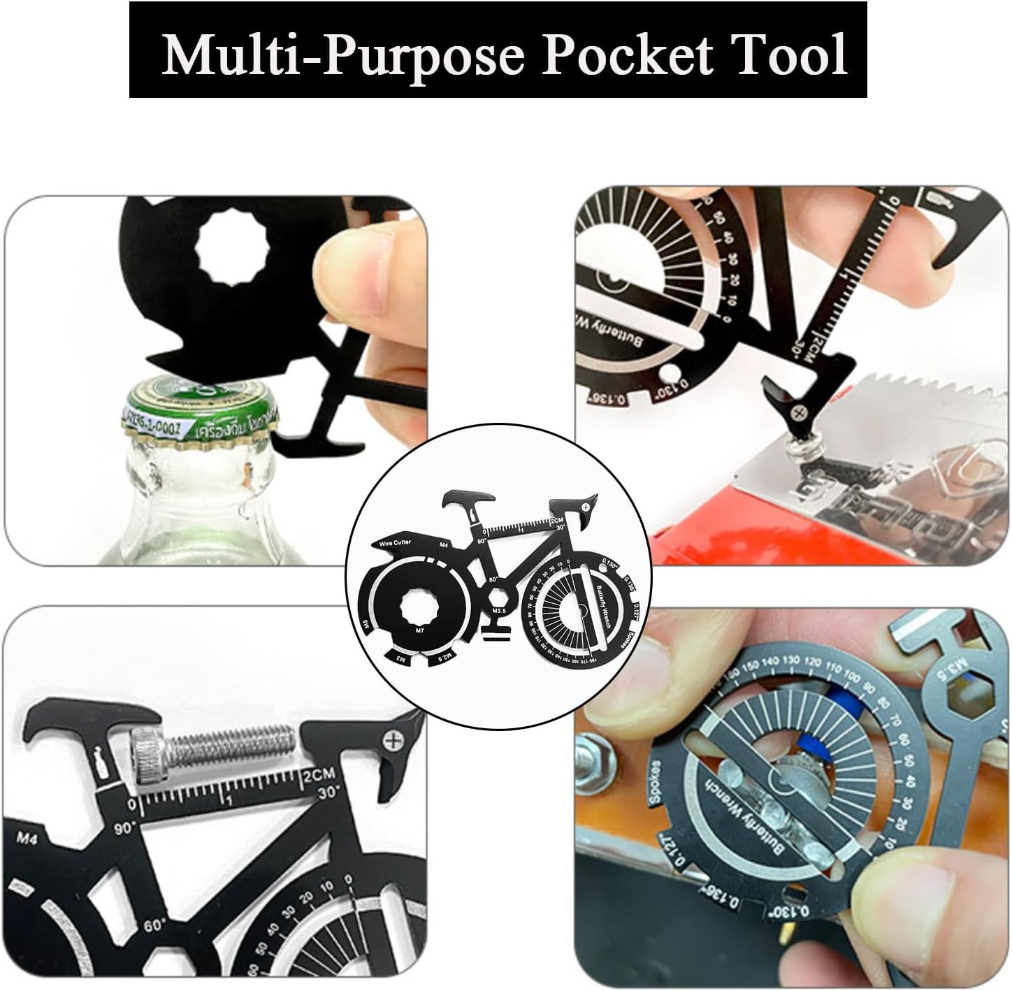 1 Pc Multitool Card 20-In-1 Bike Shape Multi-Purpose Pocket Tool for Outdoor Spo
