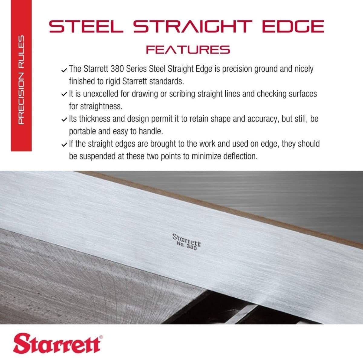 Accurate Alloy Steel Straight Edge 12″ – USA Crafted, Rigid Finish