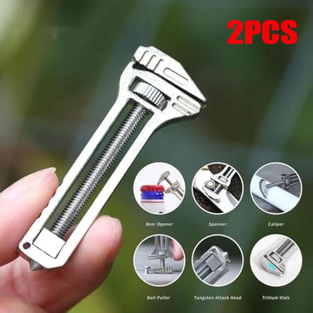2 For Sale Mini Multi-Wrench Compact Titanium Multi-Tool Multi-Function Silvery
