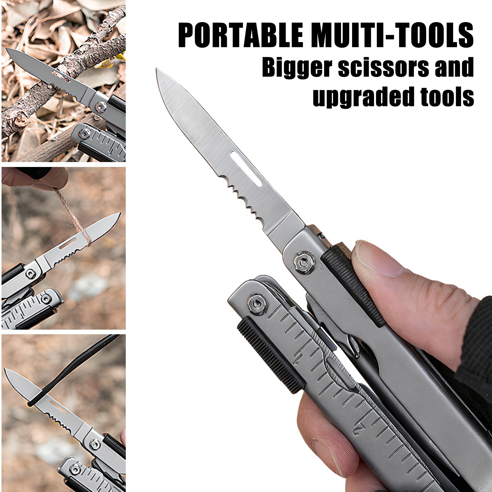 Multi functional telescopic pliers, portable camping tool pliers,Silver