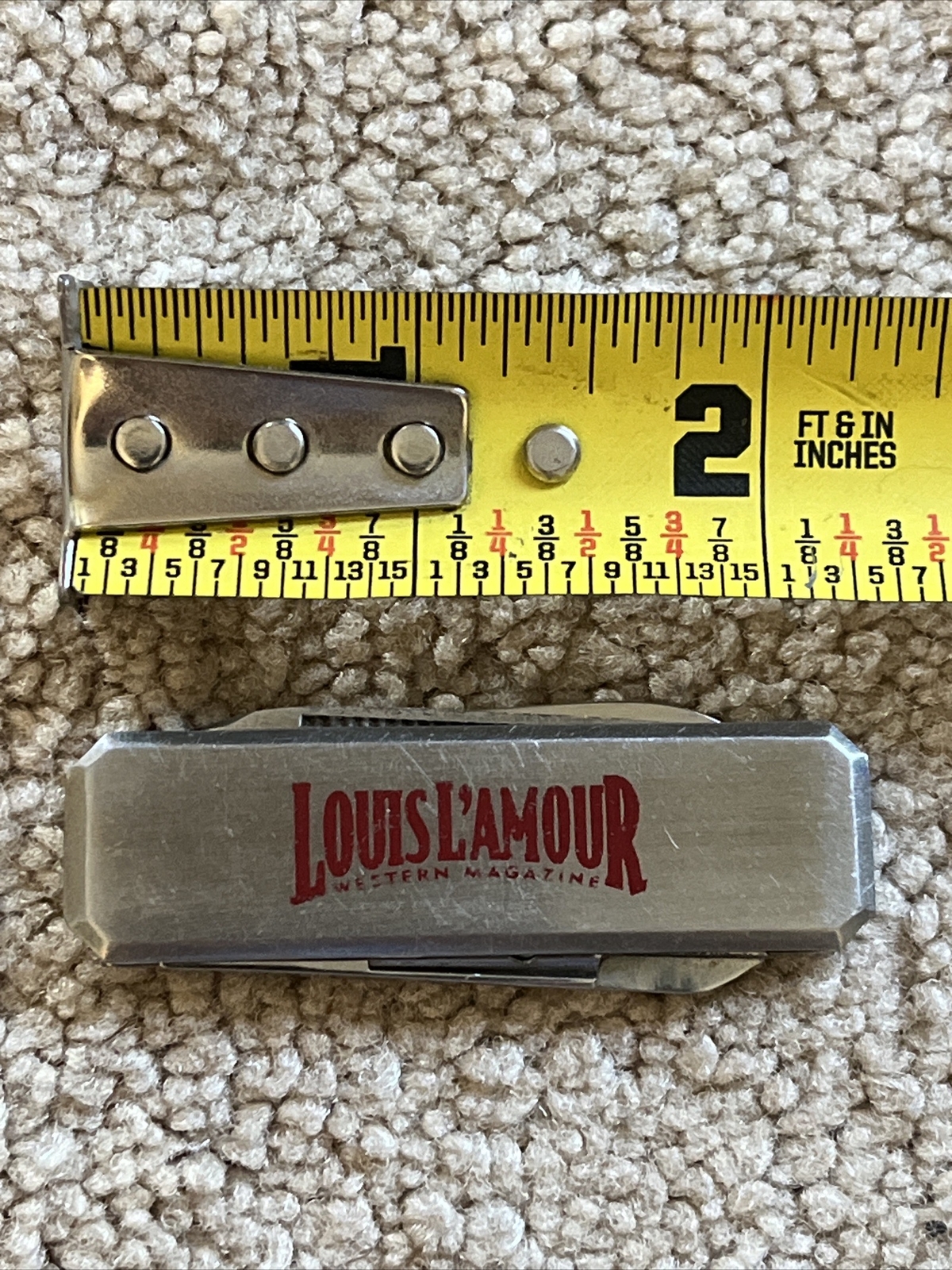 VINTAGE Louis L’Amour Western Magazine Promo Gentleman’s Knife SILVER + RED