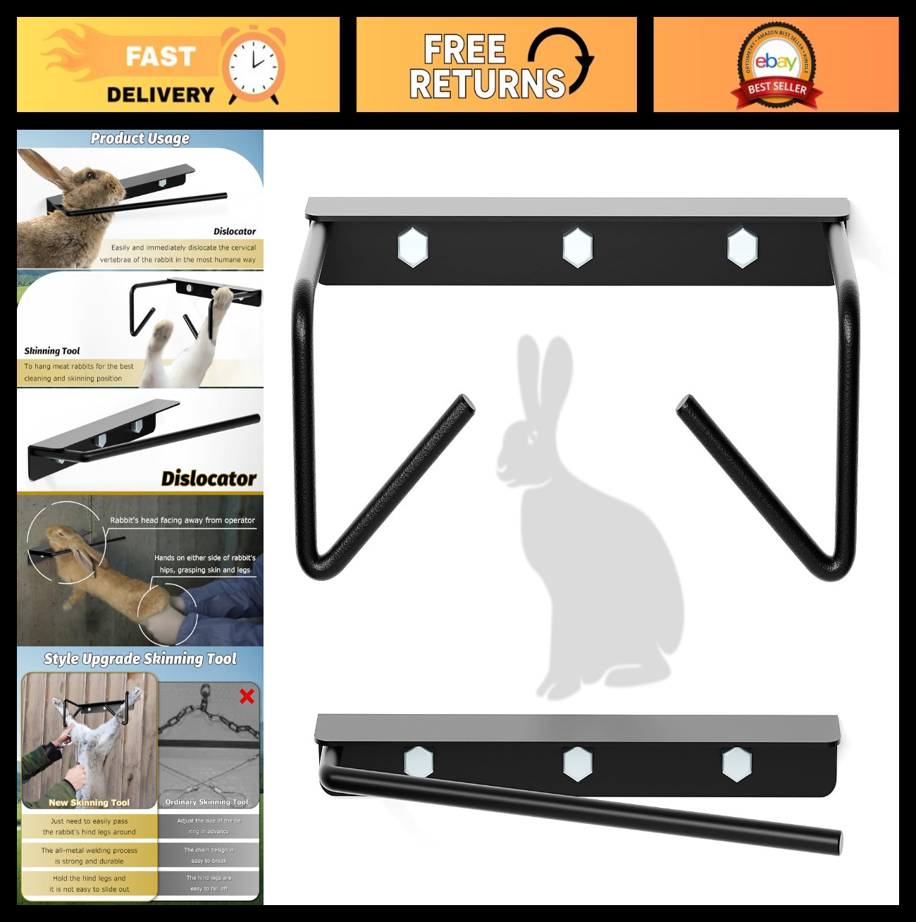 Rabbit Skinning Tool Set – Cervical Dislocator, Heavy Metal, Small Animal Handli