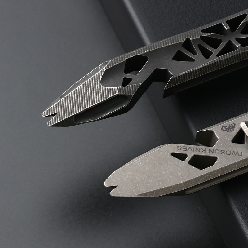 TWOSUN Titanium Alloy Hollow Out Pry Bar Crowbar Opener Pocket EDC Multi Tools