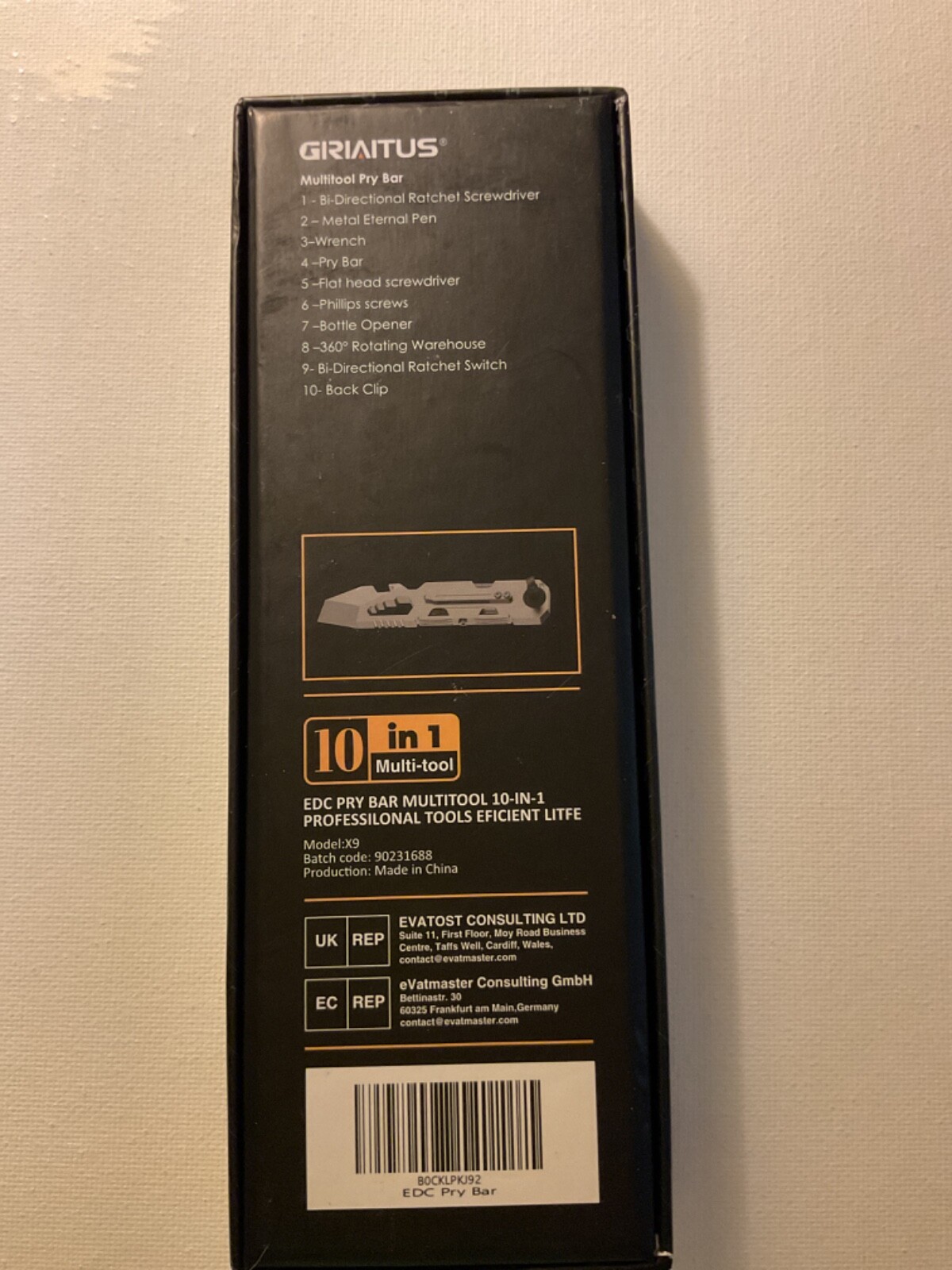 EDC Pry Bar Multitool with Bi-Directional Ratchet Screwdriver & Everlasting