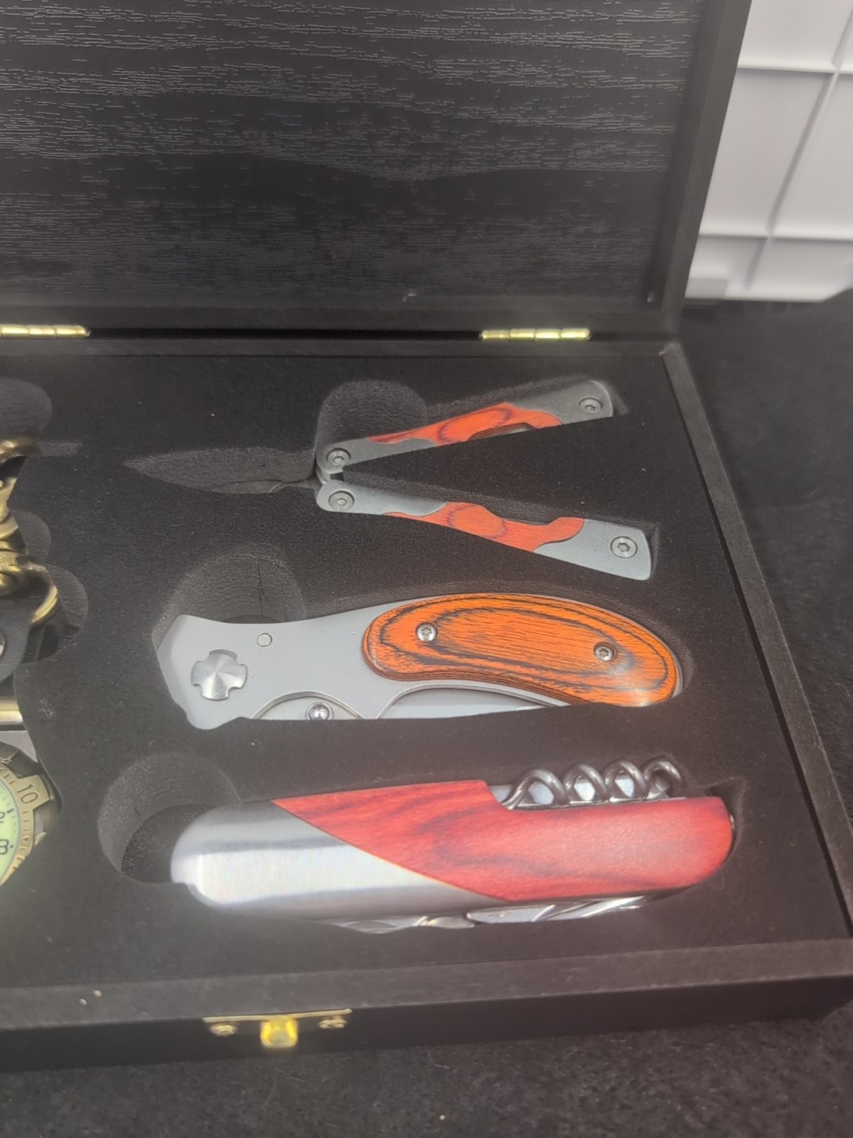Multi-Tool Gift Set Wood & Stainless Steel Plier Knife Bottle Opener Corkscrew