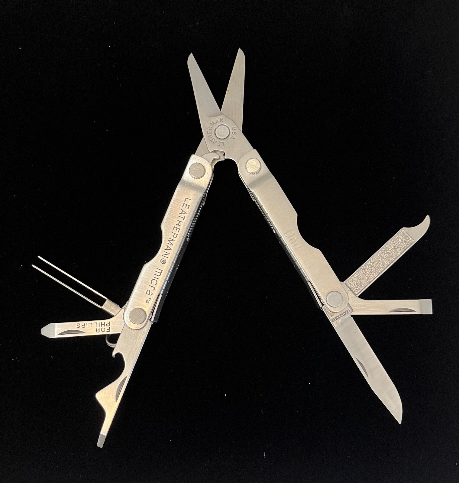 Vintage Leatherman Micra Multi-Tool Pocket Knife Engraved DAD
