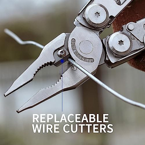 29-in-1 Heavy-Duty Multitool Pliers with Replaceable Wire Cutters & Saw, Camping