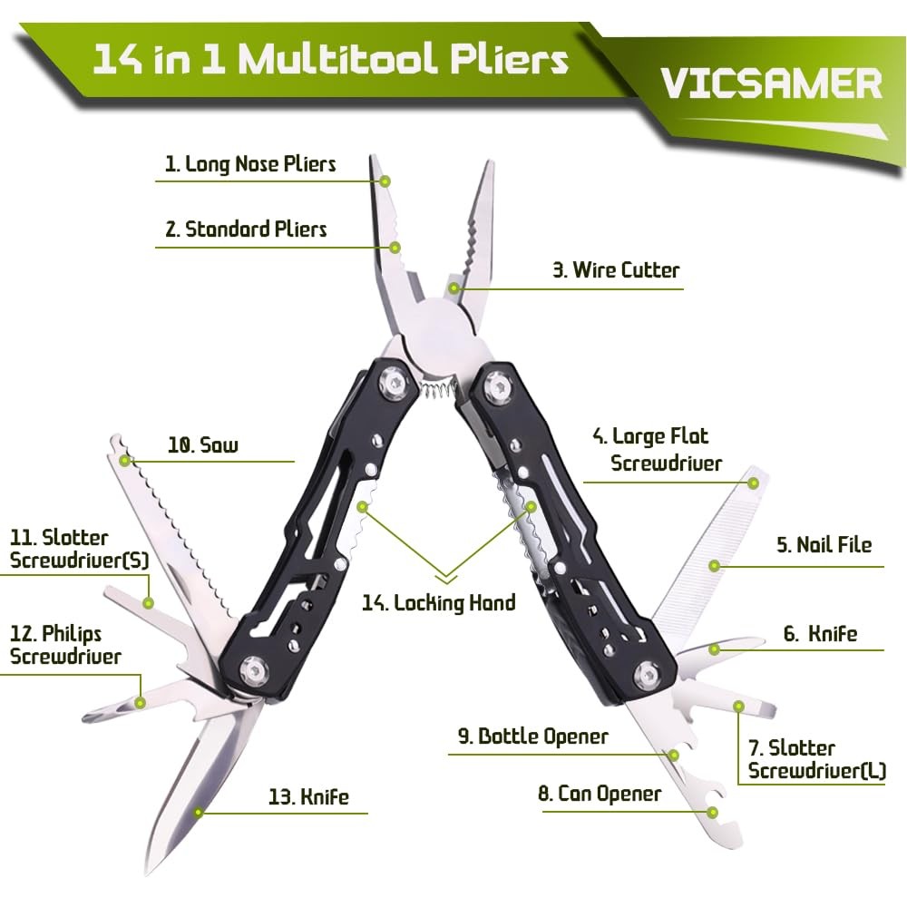 14 in 1 Multitool Pliers Gives One Whistle as a Gift, Professional Pocket Pli…