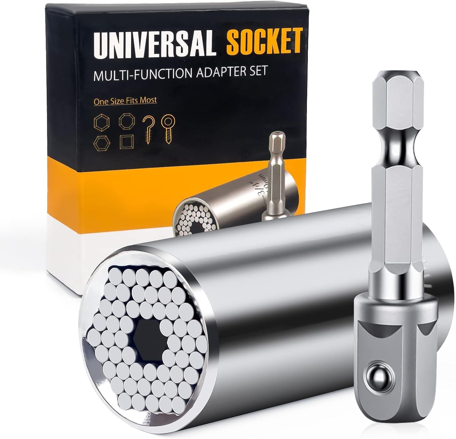 Geekman Silver Universal Socket Tools Set with Power Drill Adapter