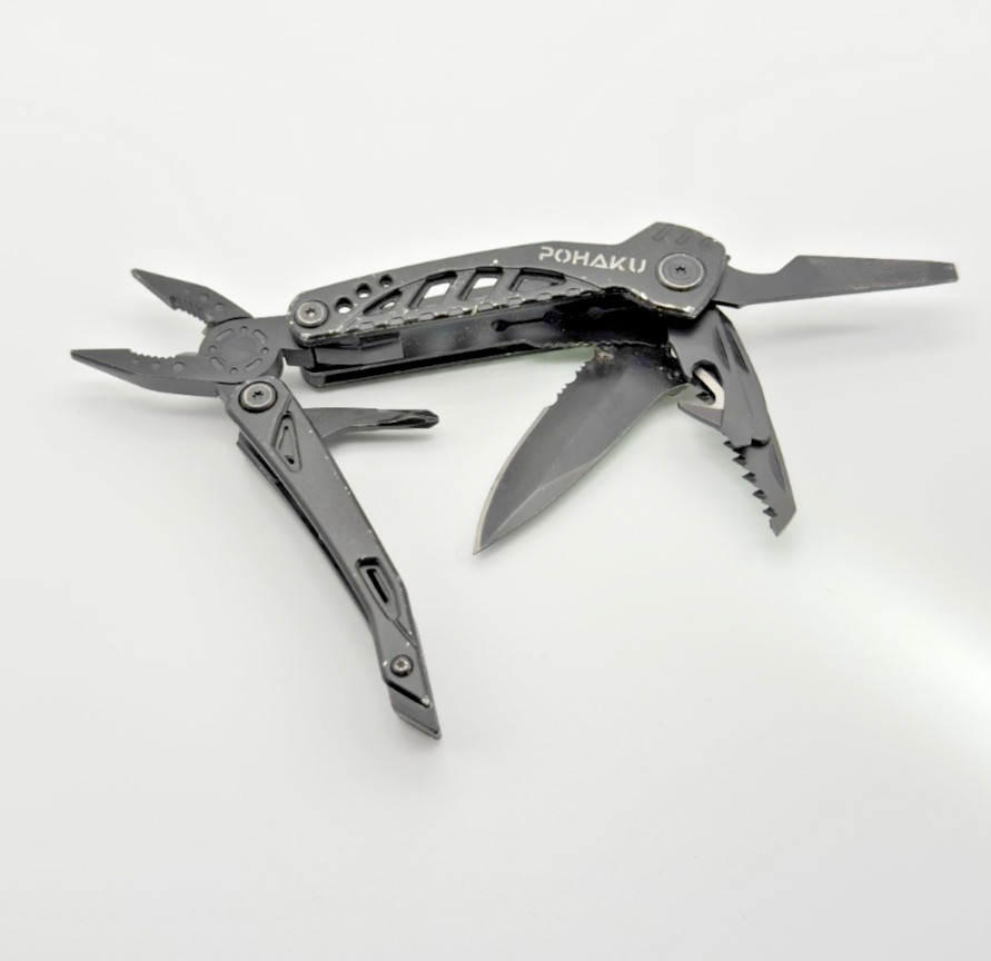POHAKU Black Multi Tool Pliers Knife Saw File Screwdriver Folding Survival Tool
