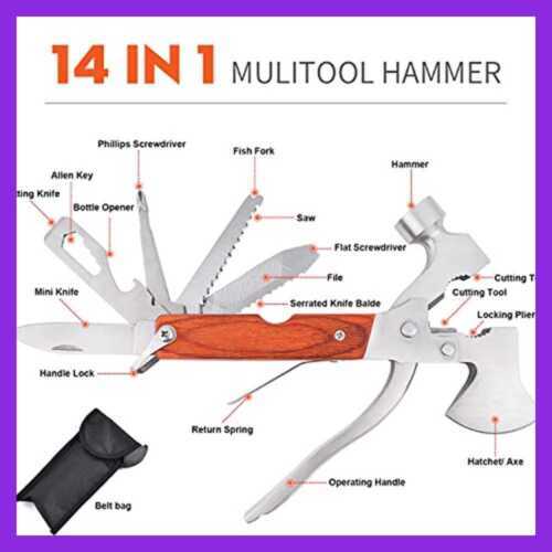 Multitool Hammer Camping Gear Accessories Survival Kits 14 in 1 Multifunction