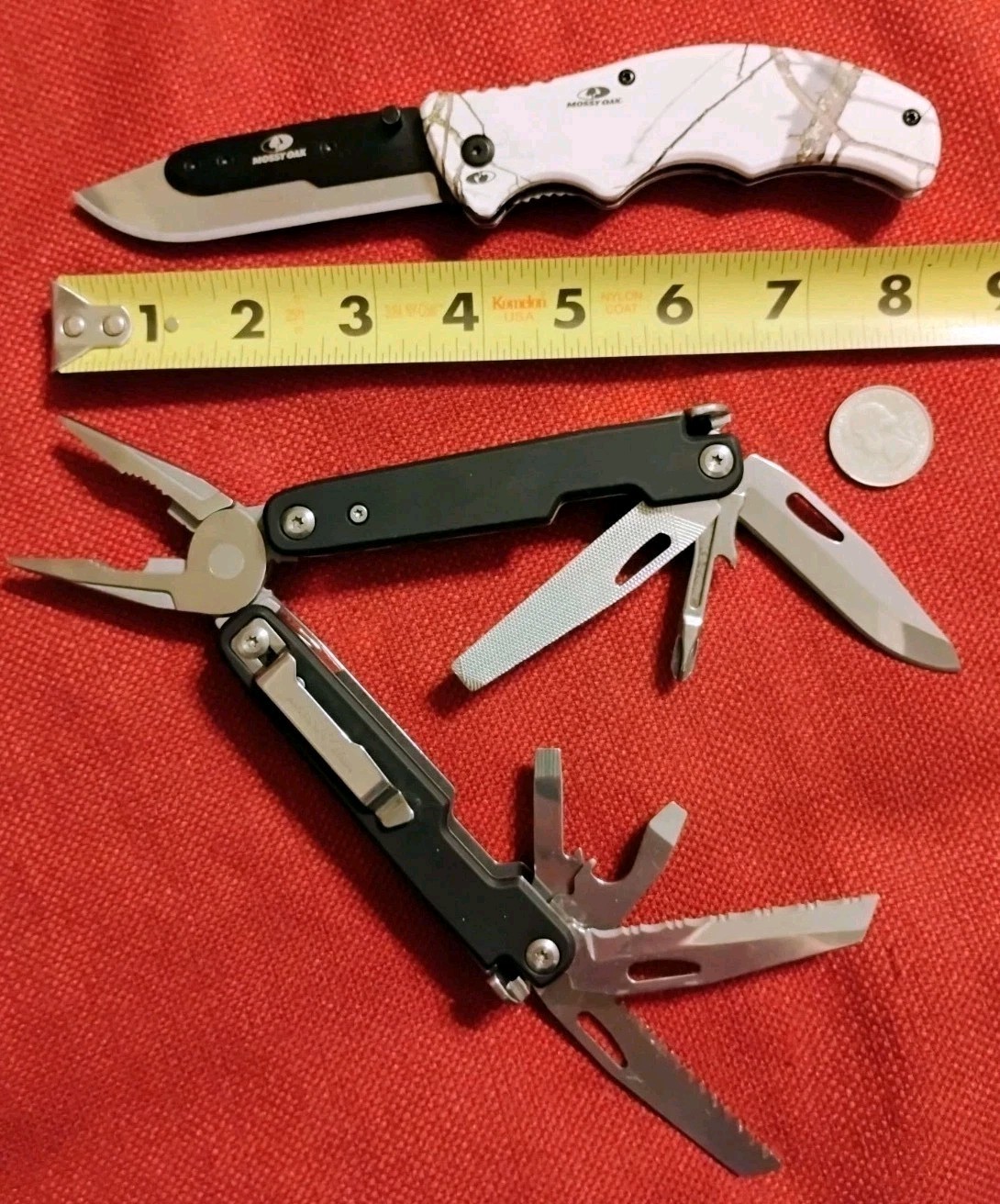 Mossy Oak multitool & razor, Milwaukee & Unbranded tactical knife 4pc lot VG