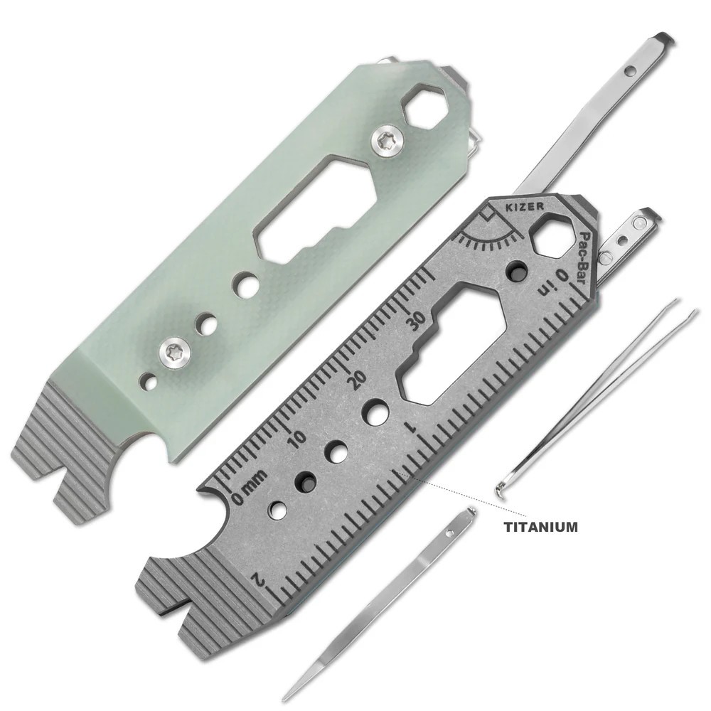 Kizer Titanium & G10 EDC Multi-Functional Tools Jade Pac-Bar T122A5