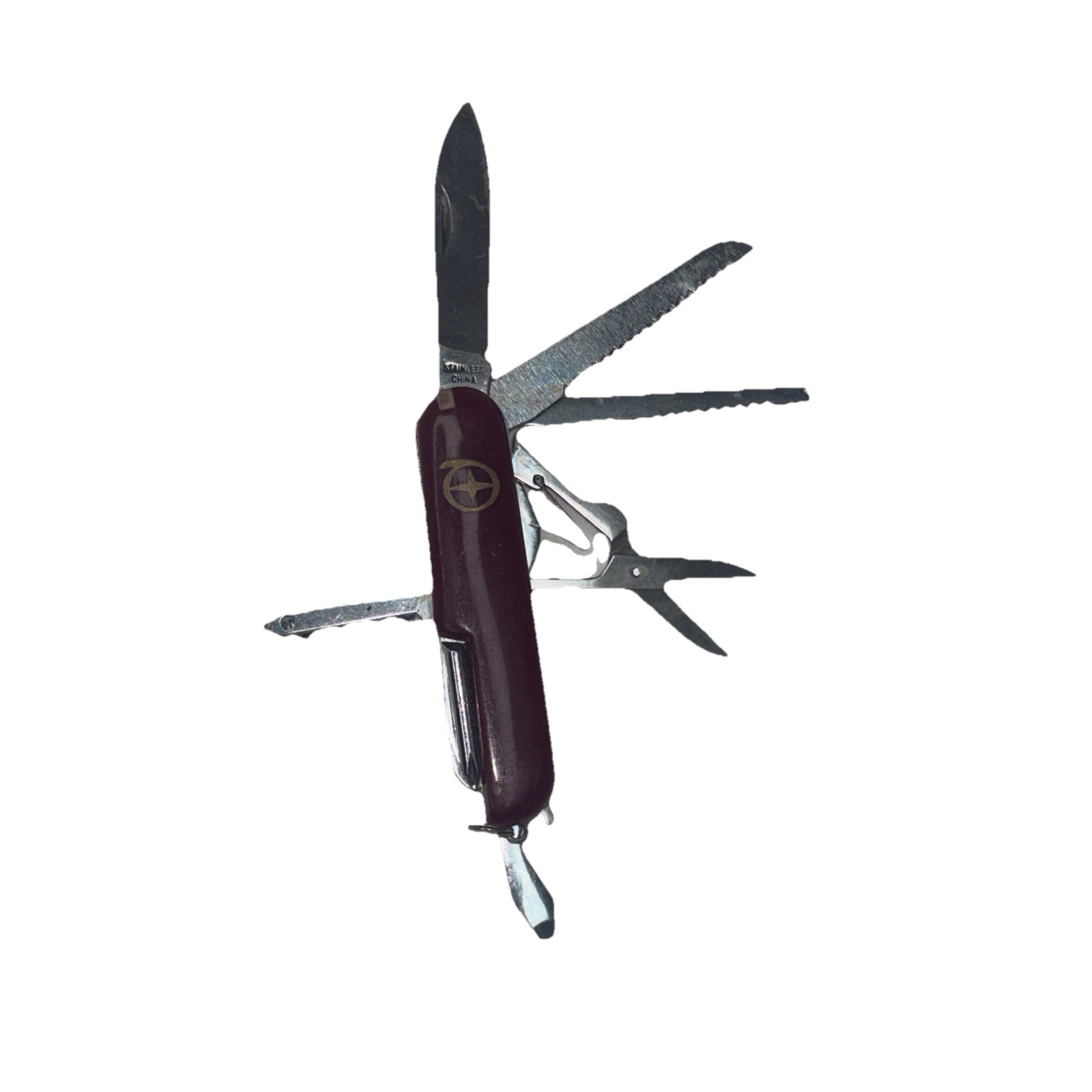 Diamond Superior Multi Purpose Pocket Knife Maroon Corkscrew Scissors No Twizzer