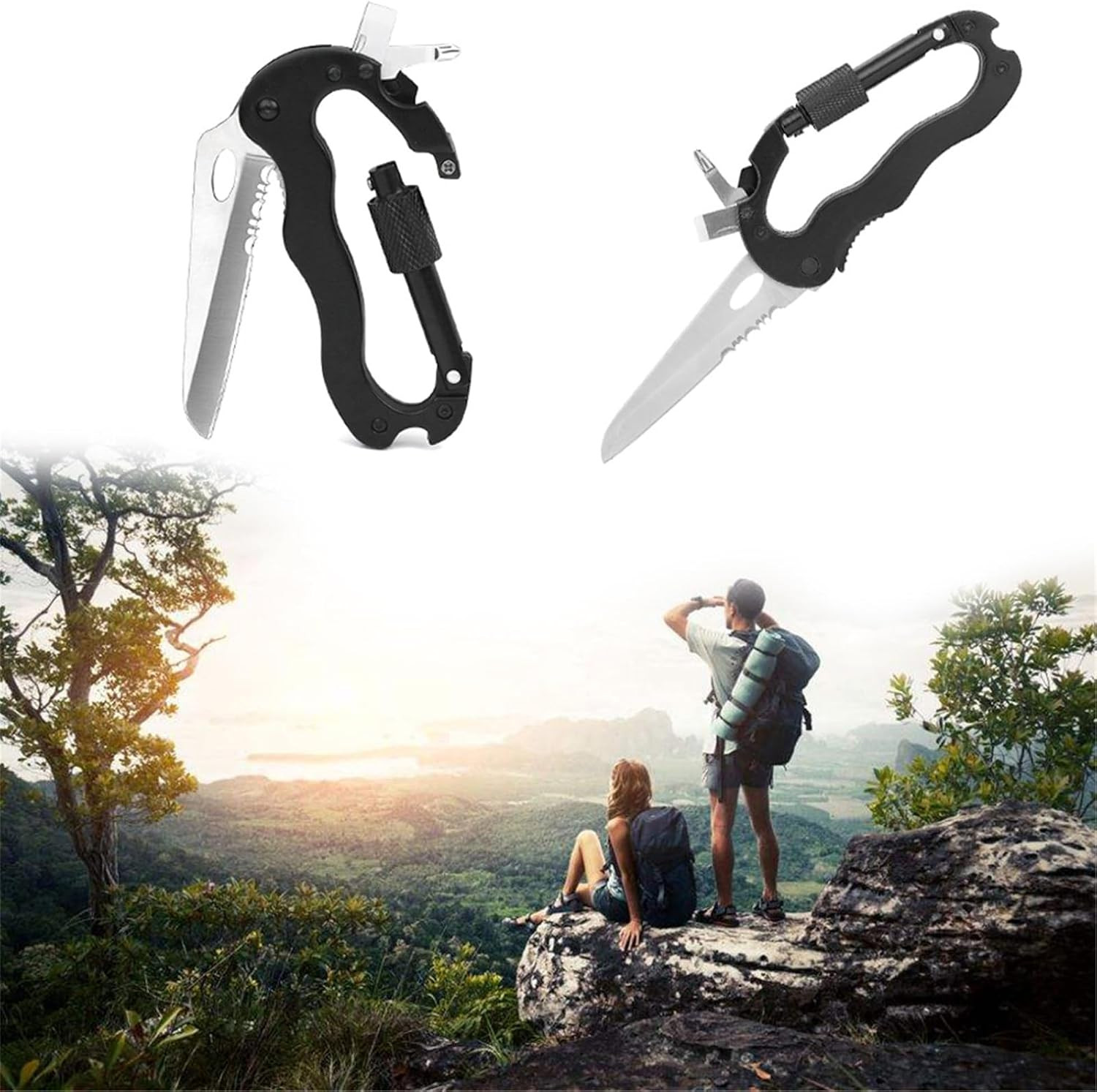 1 PCS Multitool Carabiner with Pocket Knife Professional Carabiner Multitool Key