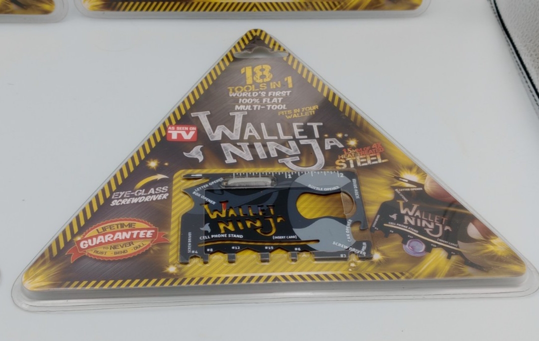 WALLET NINJA 18 Tools in 1 Flat Multi Tool Lot of 4, AS SEEN ON TV, New, Sealed.