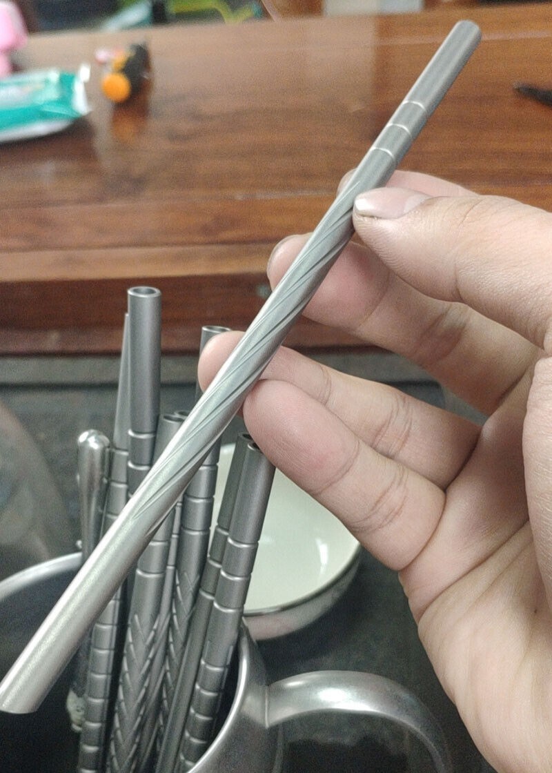 1pcs EDC TA1 Titanium Alloy Drinking Straw sucker Tableware 18cm/20cm Non Fade