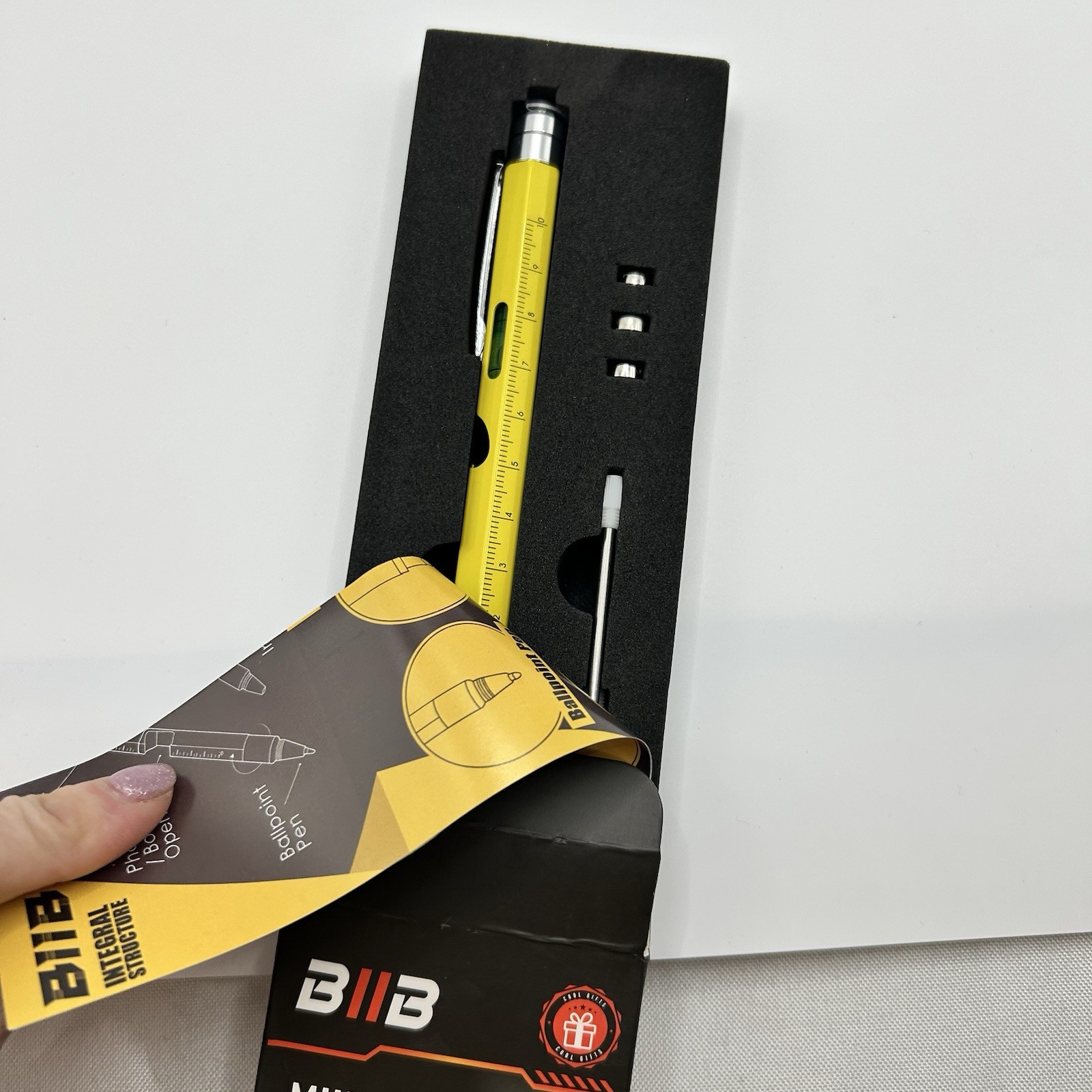 BIIB Multi Tool 9 In 1 W/Batteries Pen Stylus Screwdriver Light Level Ruler New
