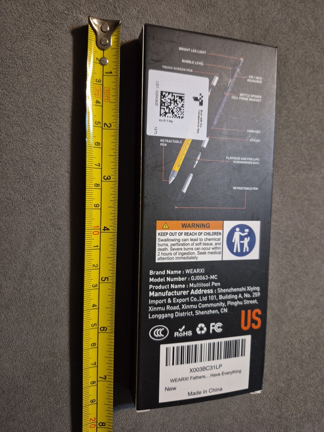 Multi Tool 9 In 1 W/Batteries Pen Stylus Screwdriver Light Level Ruler 2 Pack