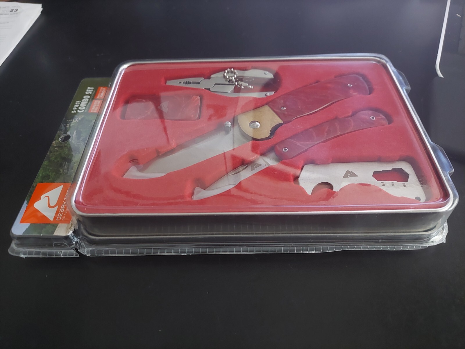 Ozark Trail 5pcs Combo Set-Stainless Steel Folding Knives, Multi-tool Money clip