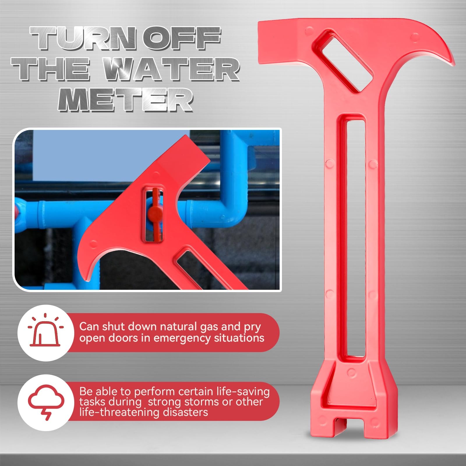 4-in-1 Emergency Tool – Gas & Water Shut Off Wrench, Non-Sparking Pry Bar, Ea…