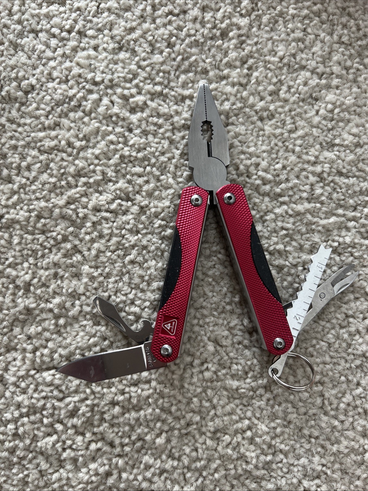 Multitool Knife w/ Pliers, Saw, Scissors – Red – Gift Box