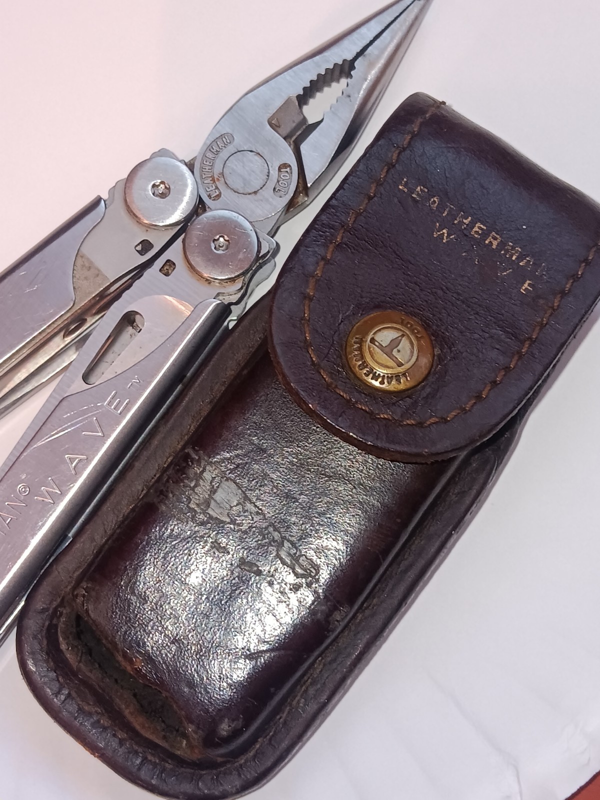 OG Leatherman Wave Multi Tool w/ Brown Leather Case / Code 0302 XLNT SHAPE USA