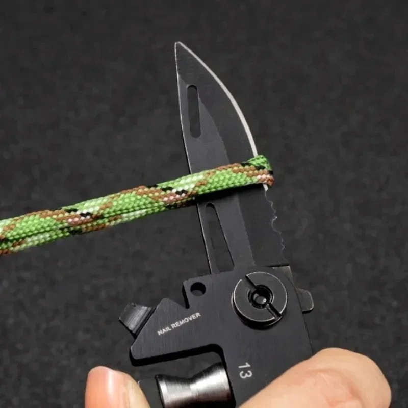 Small Survival Multitool Knife Keychain Keyring Car Escape Tool Bugout EDC Multi