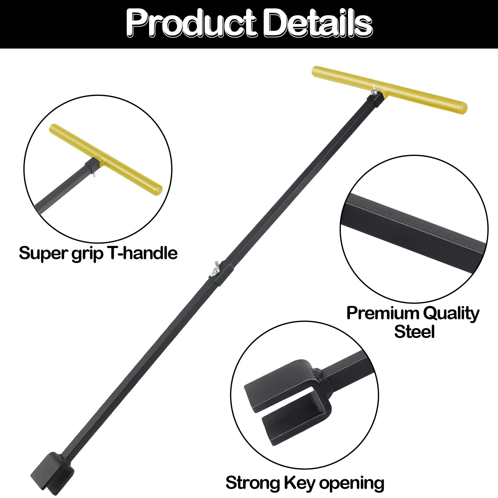 Water Meter Key 28 Inch,Water Shut off Tool,Enforced Steel Water Key Tool 4 W…