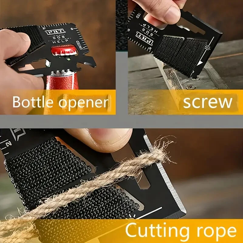 Versatile Compact Multifunction 14-in-1 Stainless Steel Pocket Survival Tool
