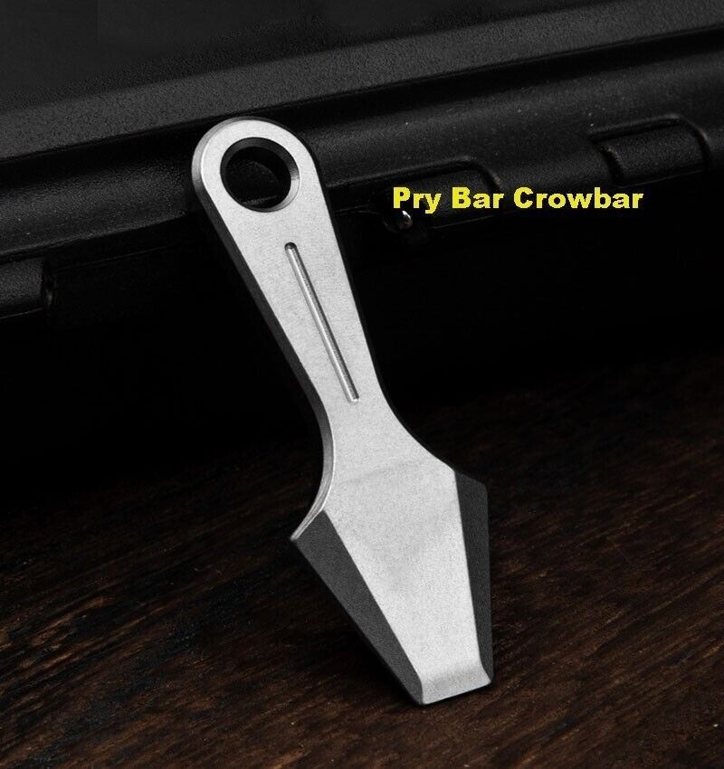 Mini Titanium Keychain Pry Bar Crowbar Necklace Pendant Pocket EDC Tool Outdoor