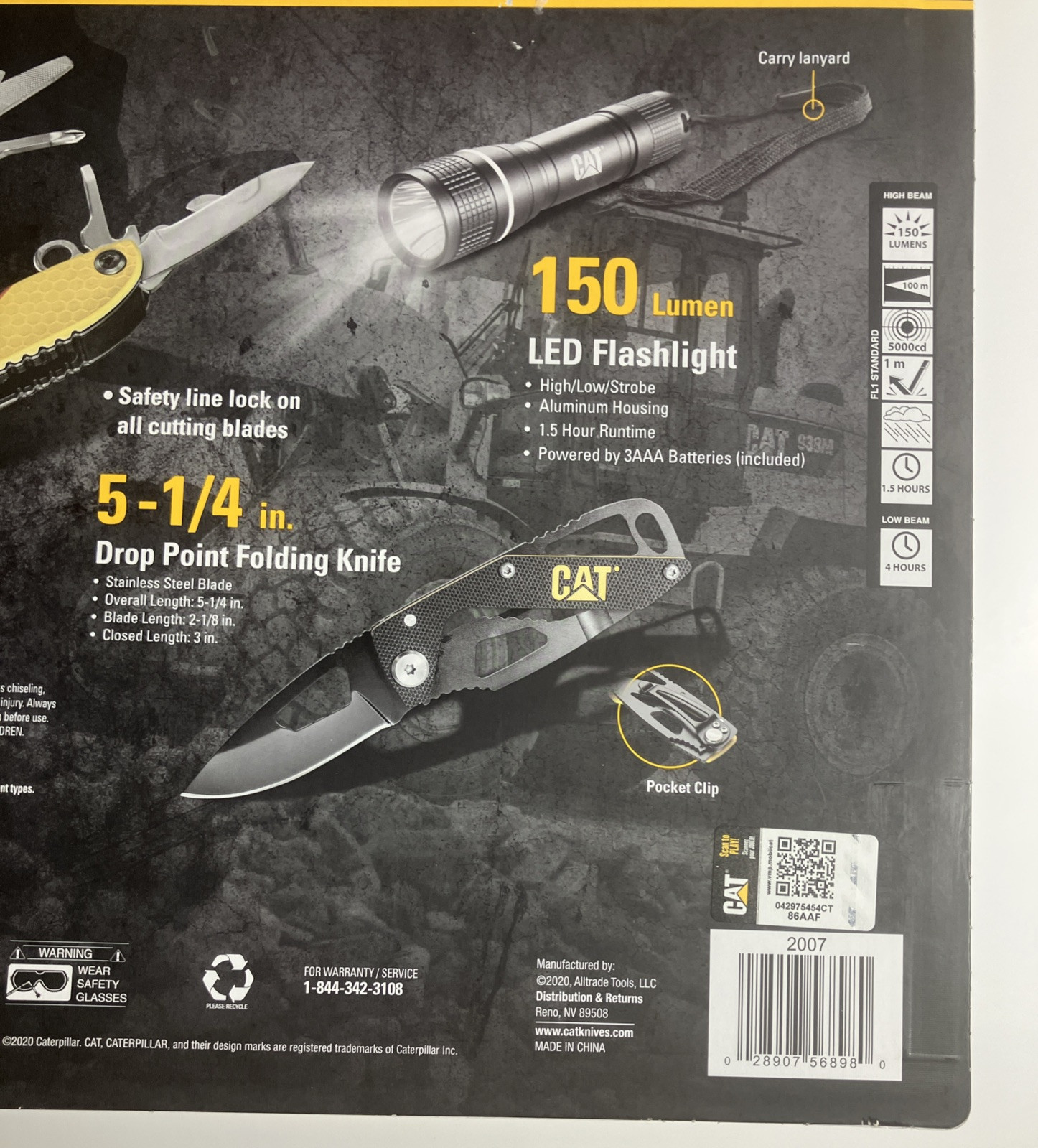CAT, Multi-Tool, Knife & Flashlight Utility Compact Set | Camping Sports