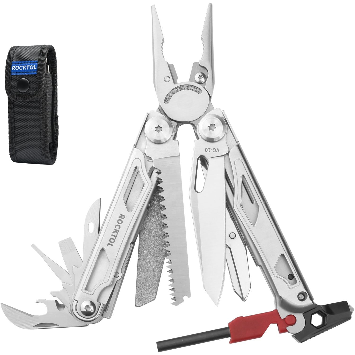 Multitool SK04, VG-10 Blade, 22-in-1 Multi-tool Pliers with Fire Starter, Eme…