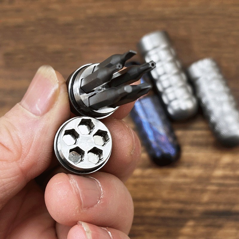 Titanium Pocket Mini Waterproof Holder with Bits Portable EDC OutdoorTools Gift