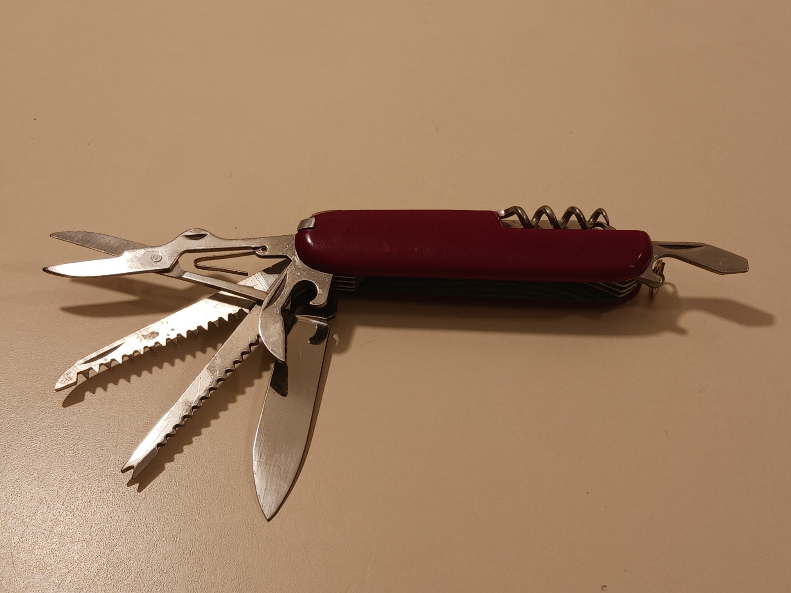 RK Logo Pocket Knife Multi-tool Stainless Steel Red Handle Camping Utility EDC