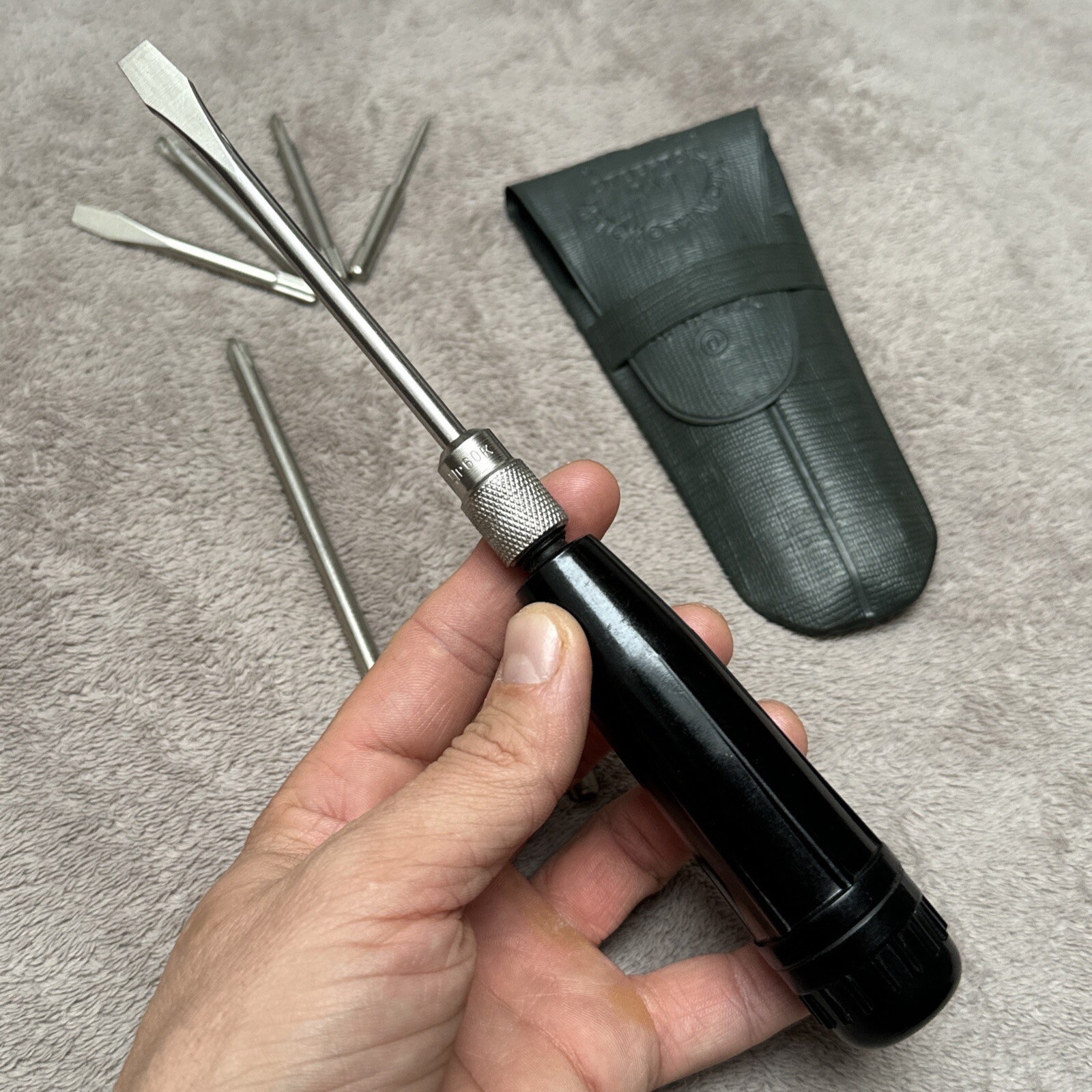 Vintage Soviet Pocket Multifunctional 5+2 Big Piece Screwdriver Set 1960s USSR