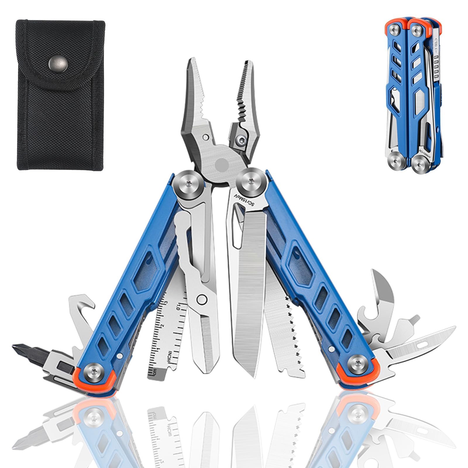 19 in 1 Multitool Pliers with Scissors, Stainless Steel, File, Saw, Screwdriv…